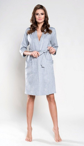 Megan Dámský župan Italian Fashion 3/4 rukáv - světlý melír