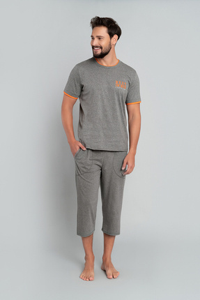 Marek Pánské pyžamo s krátkým rukávem, 3/4 kalhoty Italian Fashion- medium melange