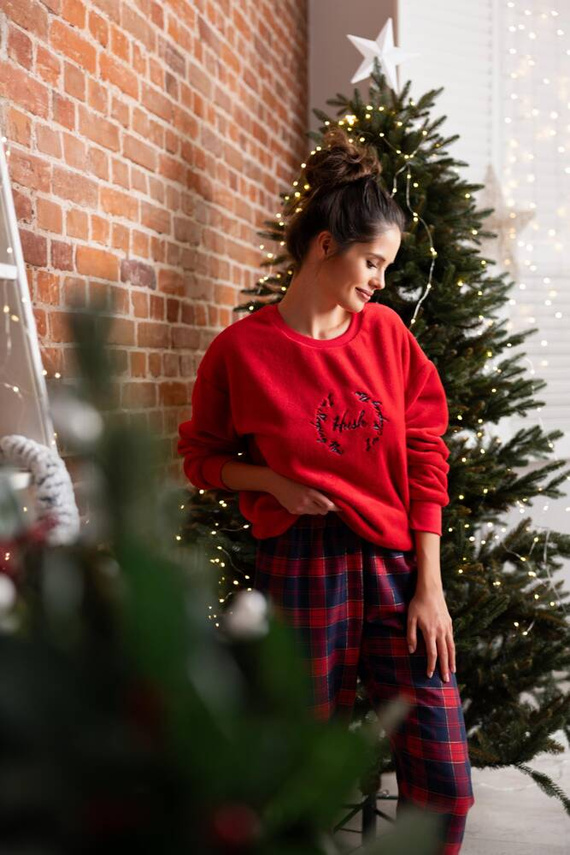 Dámské pyžamo Cordelia Sensis - tmavě modro-červené