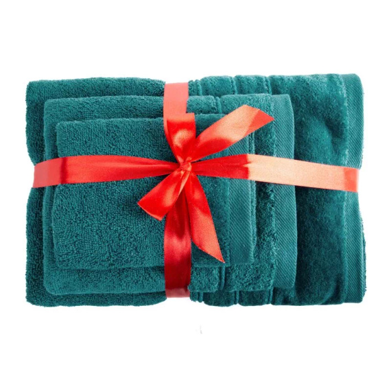 Komplet ručníků Eurofirany 3 ks měkké a savé prémiové ručníky Sibel dark turquoise