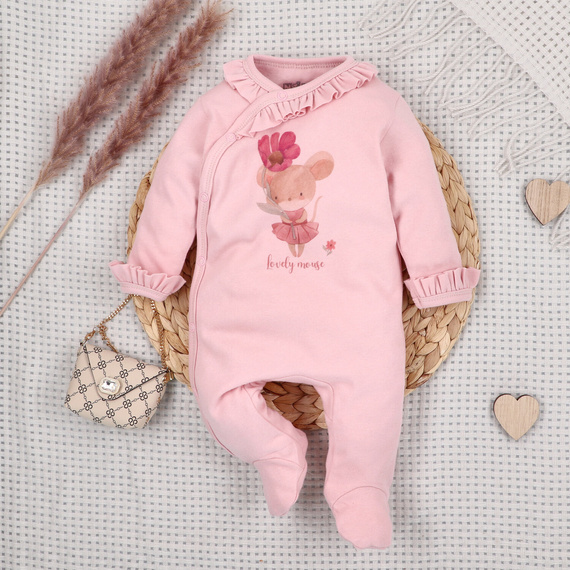 Kojenecký overal Nini Little Mouse 100% bio bavlna – pro novorozence