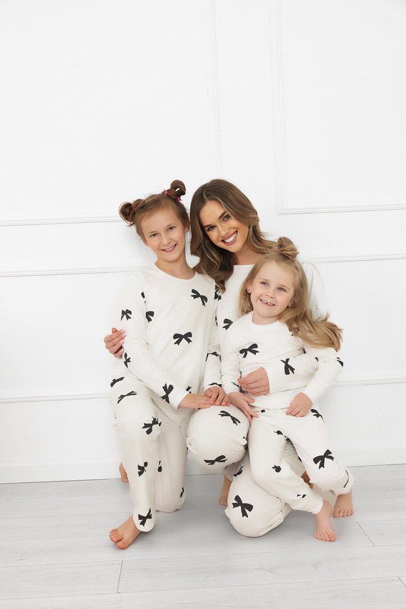 Dívčí pyžamo Fiocca- ecru, bavlna, dlouhý rukáv a kalhoty Italian Fashion