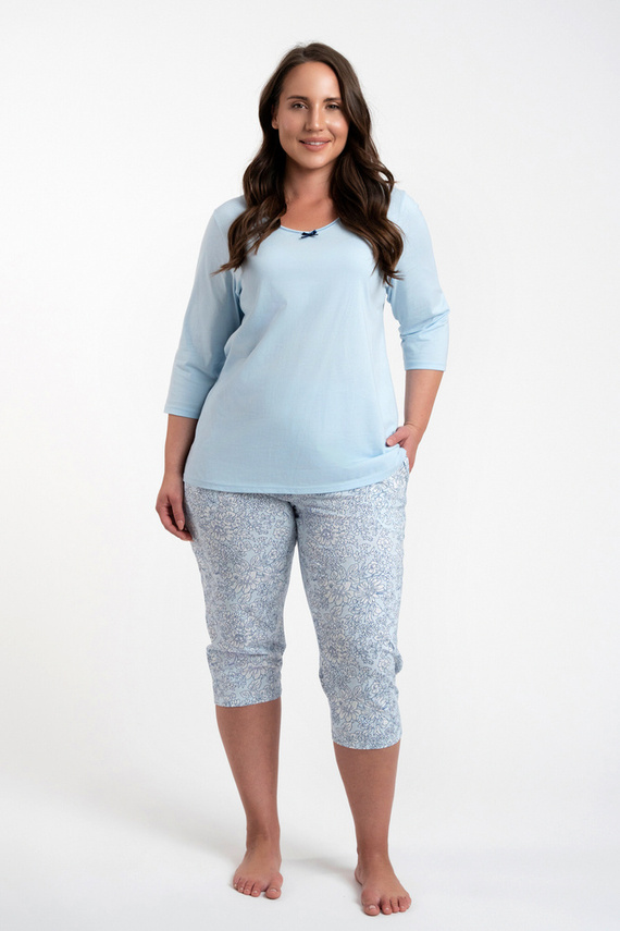 Salli Dámské pyžamo 3/4 rukávy a 3/4 kalhoty Italian Fashion - modrá/potisk