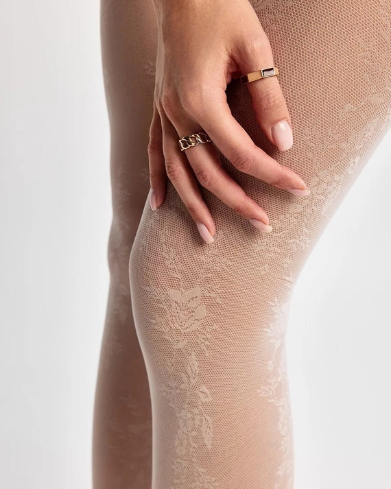 Punčochové kalhoty Gabriella Doris 30 den květinový vzor komfort