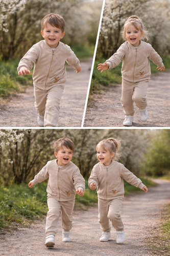 Komplet Misio Bambarillo béžový baby cord pro děti