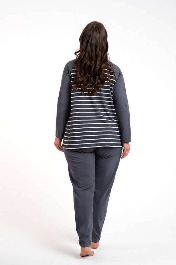 Oda Dámské pyžamo s dlouhým rukávem a dlouhými kalhotami Italian Fashion - grafitový/grafitový potisk