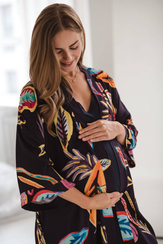 Tropical szlafrok bambusowy Milk&Love navy