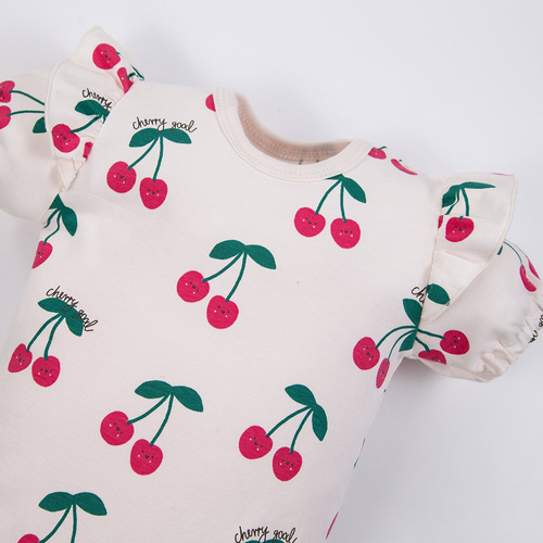 Kojenecké body Eevi Cherry krátký rukáv bavlna pohodlné