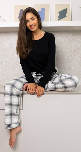 Blanche Dámské flanelové pyžamo Sensis - černé