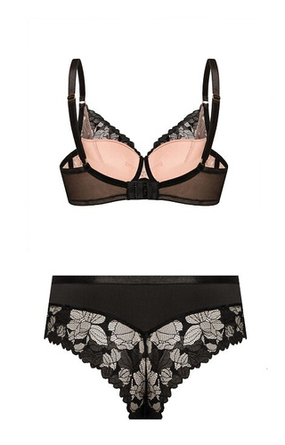 Spodní díl bikin Hanna Mefemi - vysoký, krajkový, s béžovou síťovinou