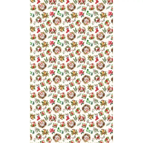 C03 Vánoční ubrus červený Markizeta - voděodolný, elegantní, lesklá výroba