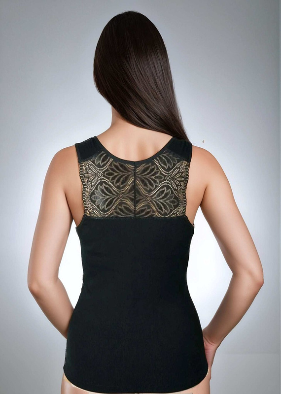 Dámský top Ovena Eldar z měkké viskózy s žebrováním a krajkovým V výstřihem