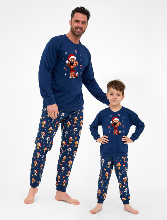 115/294 Dog Pánské pyžamo Cornette - vánoční, tmavě modrá, bavlna