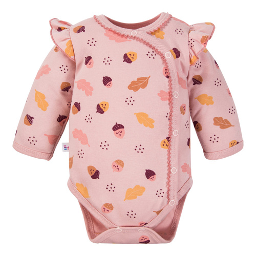 Dětské body Fluffy Tails Eevi - růžové, s dlouhým rukávem, s volánky