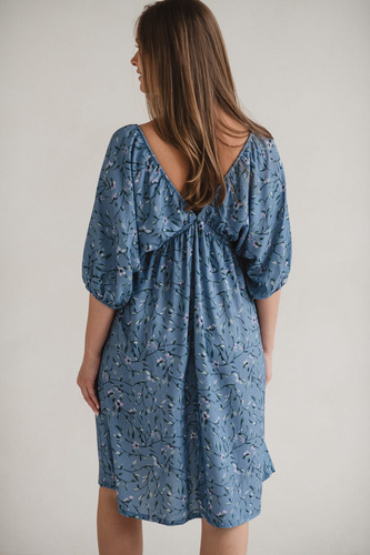 Milk Sun Těhotenské a kojící šaty Milk&Love modré květinové šaty