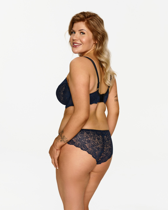 2619 Lupoline - tmavě modrá měkká podprsenka s kosticí a krajkou