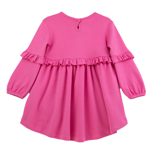 141972 Nicol šaty s dlouhým rukávem - růžové , bavlněné, s volánky