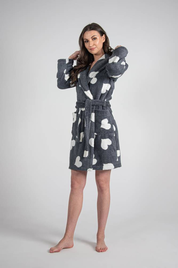 671 Hearts Krátký dámský župan Forex - grafitový