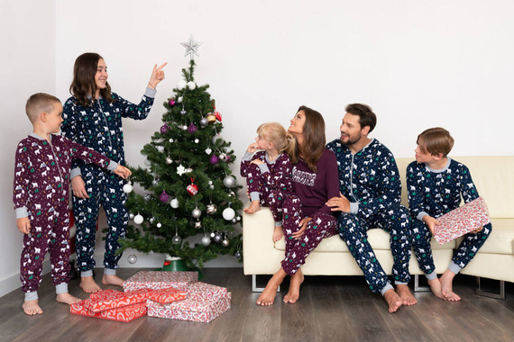 Ava Dámské pyžamo a kalhoty s dlouhým rukávem Italian Fashion - potisk vínová barva