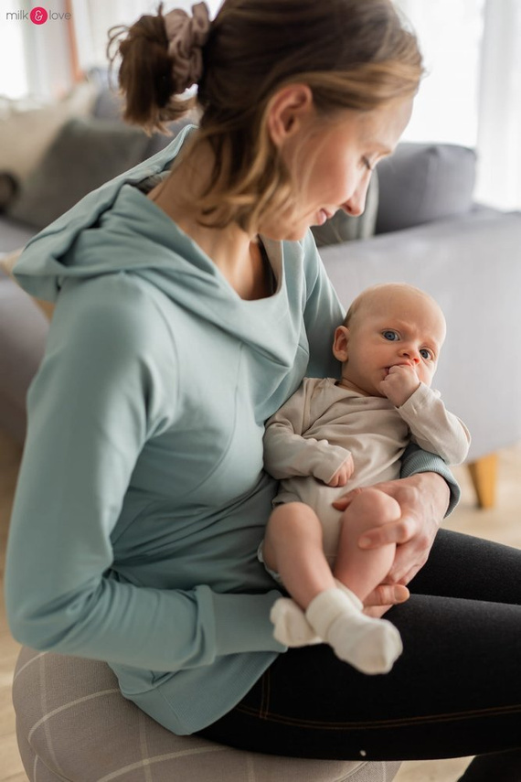 Milk Please bluza do karmienia Milk&Love z kapturem miętowy