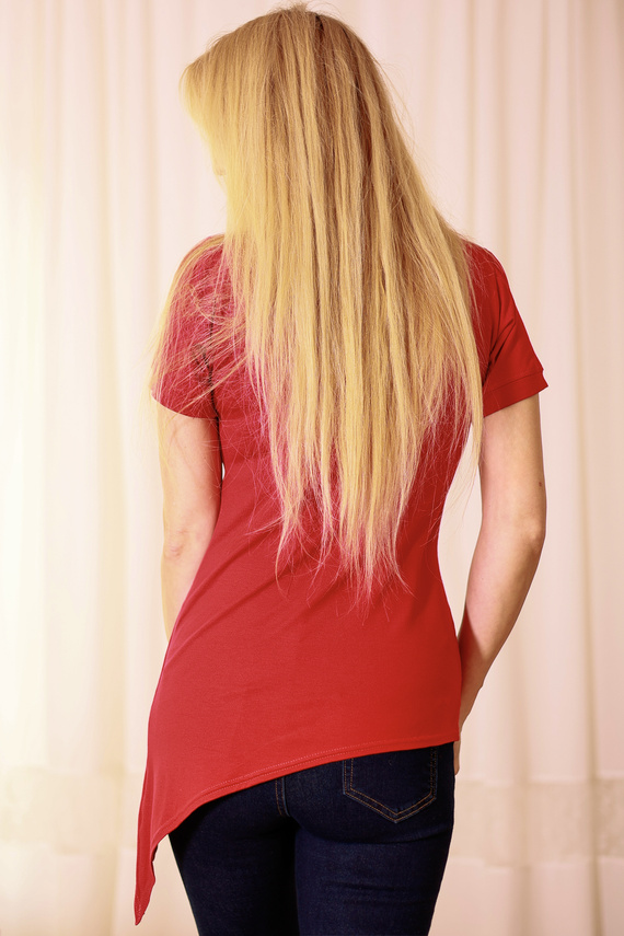 Halenka Aria Mirale - viskóza, asymetrická, výstřih do V - červená