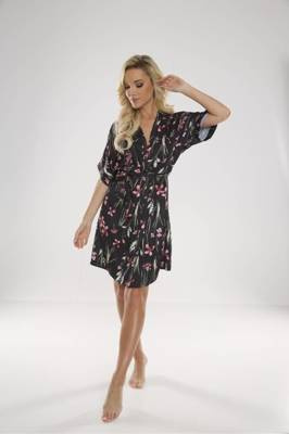 638 Lurdes Dámský župan De Lafense - černo-růžový