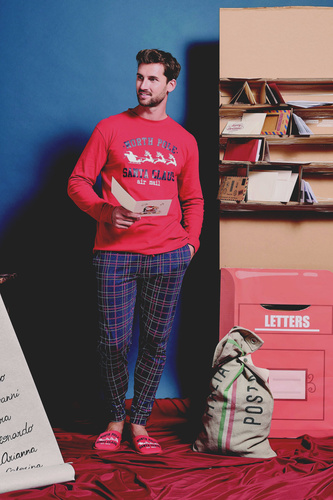 Pánské červené pyžamo Gioew Sorbetto - slavnostní, kostkované, pohodlné a stylové