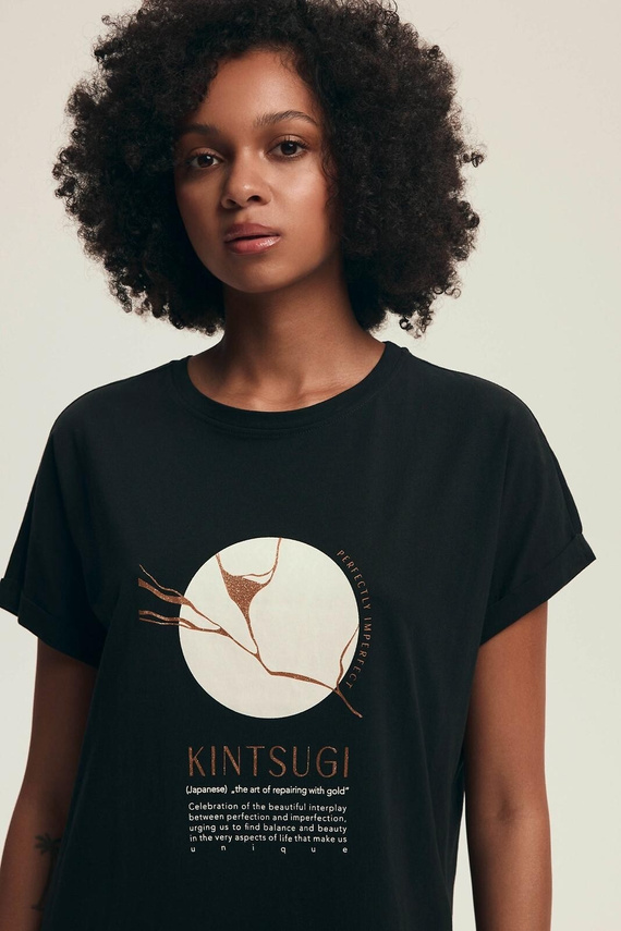 Noční košile 43729 Dairoku Henderson černá- bavlna, krátký rukáv, pohodlný střih