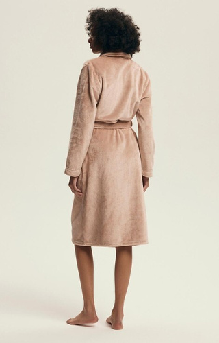 43595 Dextra Henderson broskvový dámský župan - měkký, vázaný, nad kolena