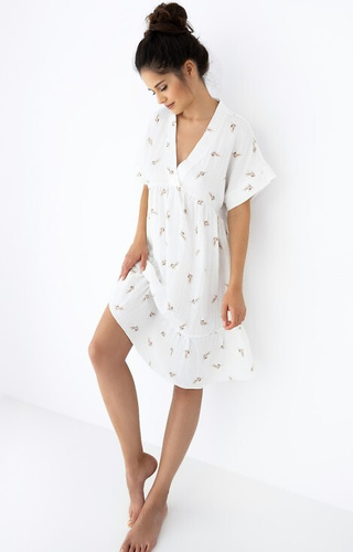 Mušelínová noční košile Nastia Sensis - ecru