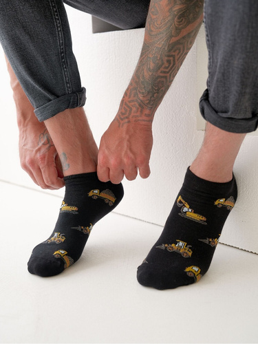 1108-048 Nákladní auta a bagry Pánská chodidla Milena - polská kvalita - černá