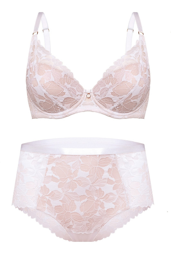 Vysoké kalhotky Hanna DW56 Nipplex bílé, plný střih, krajka, tvarování