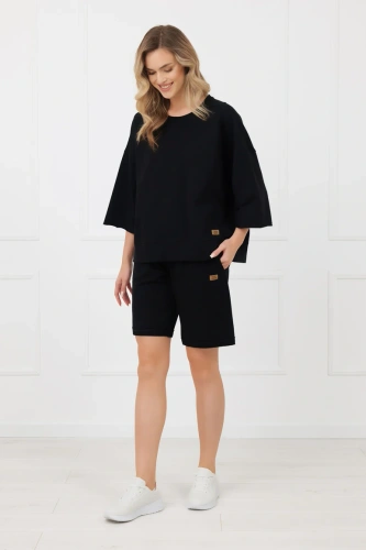 Dámské bavlněné šortky Kaori Italian Fashion s kapsami černé