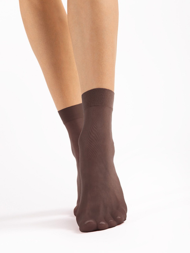 Dámské ponožky Fiore C 1100 Maja 15 den hladké lycra 2 páry-mocca