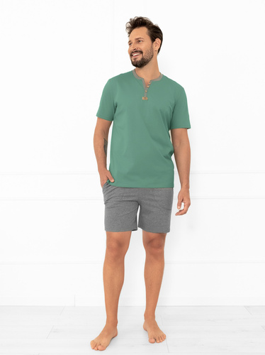 Julius Italian Fashion pánské pyžamo šalvějové - krátké, bavlněné, elegantní