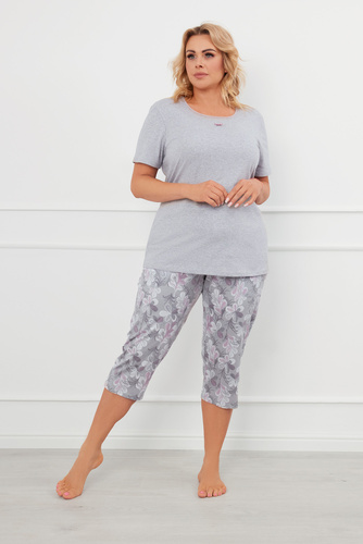 Dámské pyžamo Ibena s krátkým rukávem a 3/4 kalhotami Italian Fashion - melange/print