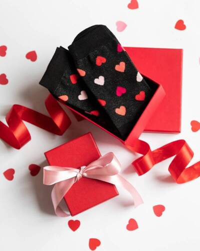 M30D Serce Pánské dlouhé ponožky Italian Fashion - černé