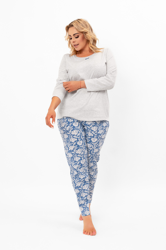 Dámské pyžamo Boma - dlouhý rukáv, dlouhé kalhoty, bavlna Italian Fashion - melanž/potisk