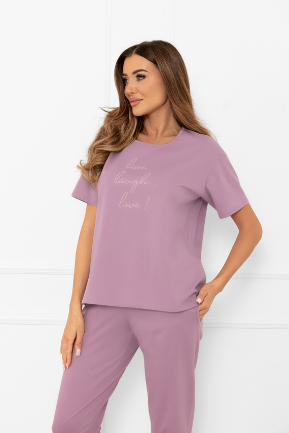 Dámské pyžamo Ksara - krátký rukáv, 3/4 kalhoty, bavlna Italian Fashion - heather