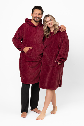 Reno Kocobluza Italian Fashion burgundy - oversize, měkký bipolární, unisex, s kapucí
