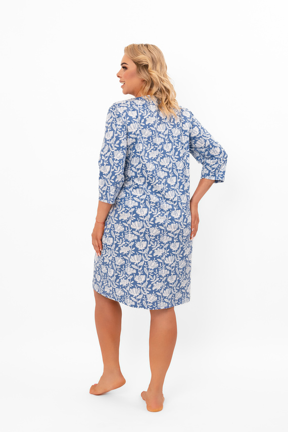 Dámská noční košile Bisali - bavlna, ¾ rukáv, květinový vzor Italian Fashion