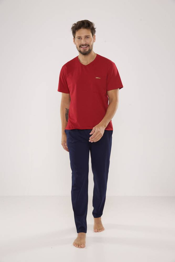 624 Kevin Forex Pánské pyžamo - bordó - tmavě modré