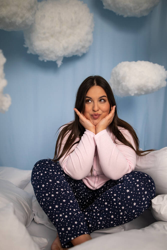 Libra Dámské pyžamo s dlouhým rukávem a kalhotami Italian Fashion - růžová/potisk