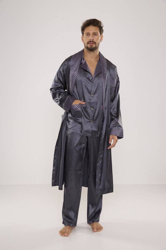 939 Pánské saténové šedé pyžamo