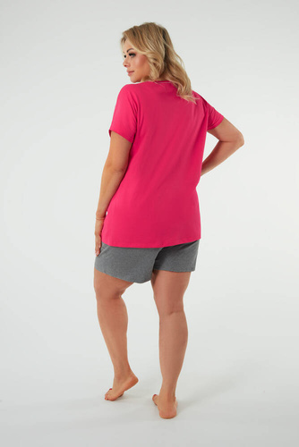 Selfie Dámské pyžamo s krátkým rukávem, šortky Italian Fashion - amarantová/melanžová barva