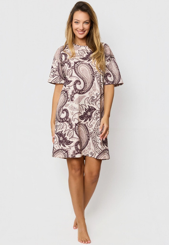 Noční košile Mefemi Iris KB60 - hnědá, bavlna, orientální vzor