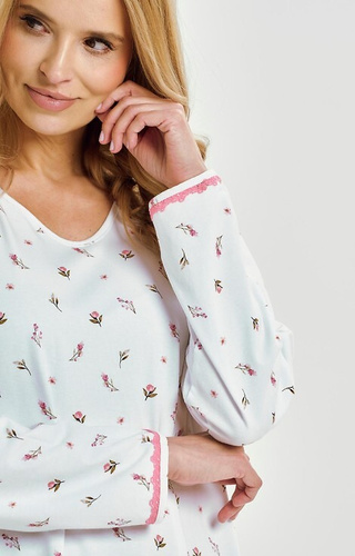 3433 Elodie Dámská noční košile Taro bílá - bavlna s květy