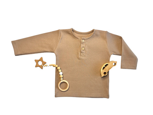 Chlapecká polokošile s dlouhým rukávem hnědá BL14951 - elegantní a pohodlná