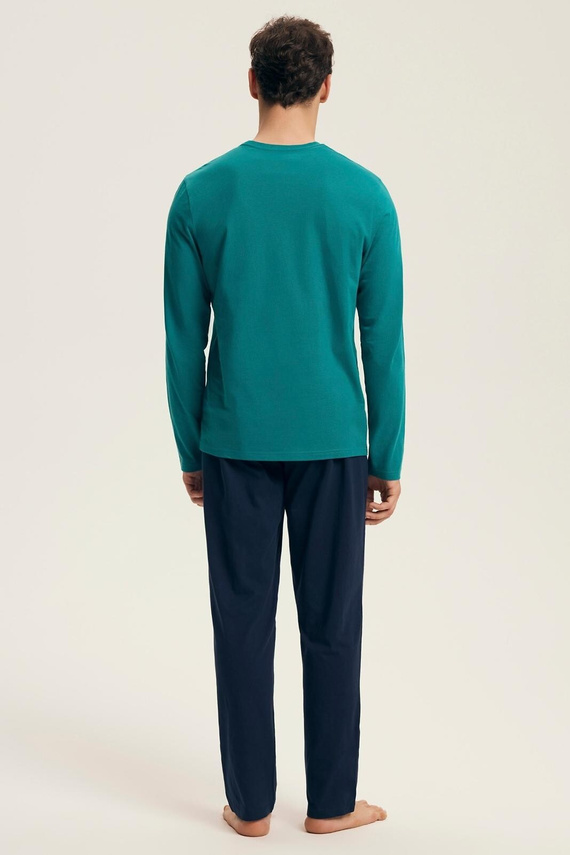 Pánské pyžamo Core 43490 Vise Henderson zelené - bavlna, dlouhý rukáv, elegantní balení