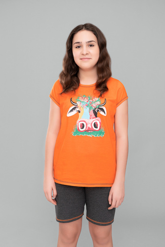 Blond dívčí pyžamo Italian Fashion - oranžová/tmavý melír